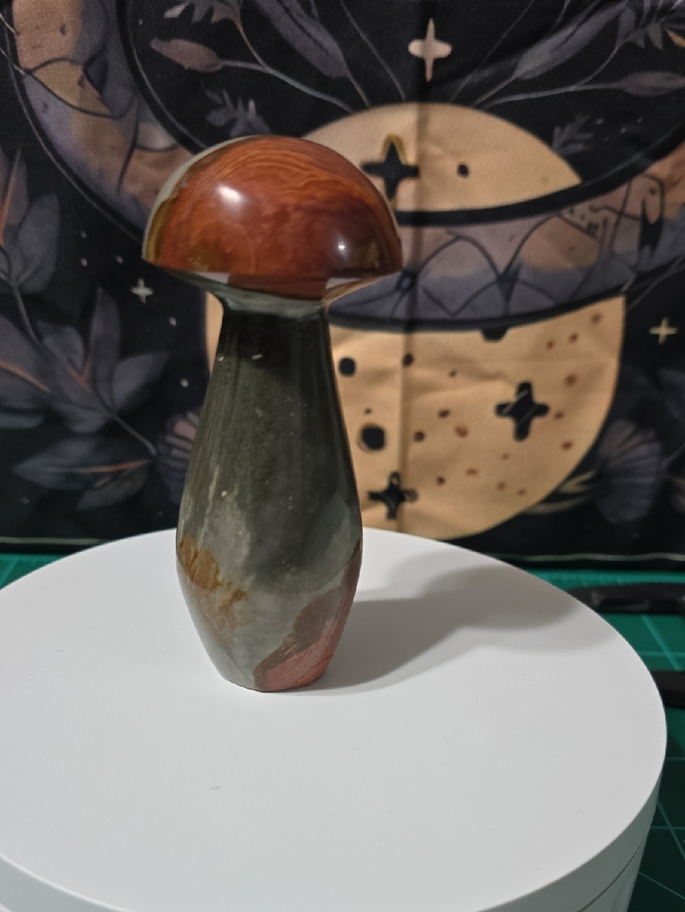 Tall Polychrome Jasper Mushroom